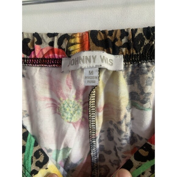 Johnny Was Cotton Pajama Set Women M Floral Cheetah Print Long Sleeve - Picture 6 of 8